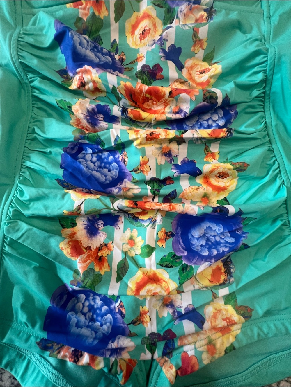 Seafolly Floral Ruched Front Boy-Leg One-Piece Halter Swimsuit Size 14 - Picture 2 of 9